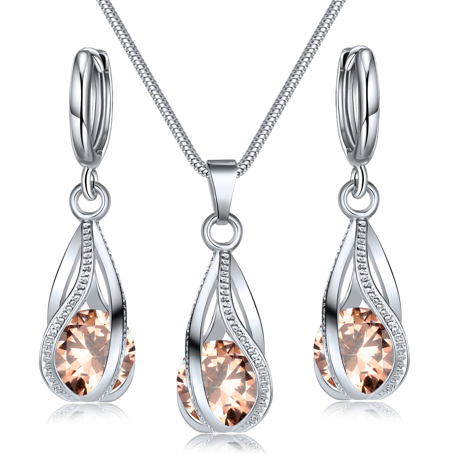 Shine Bright Like a Diamond with our 3-Piece Faux Crystal Earrings and Necklace Set