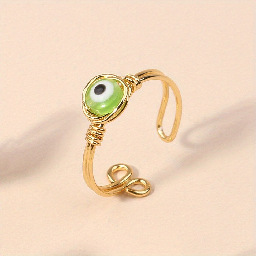 Evil Eye Shape Beads Open Ring Open Adjustable Rings Dainty Lucky Protection Jewelry Gifts