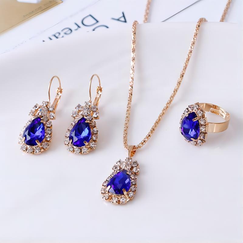 Complete Your Bridal Look with our Shiny Jewelry Set - Pendant Necklace, Drop Earrings