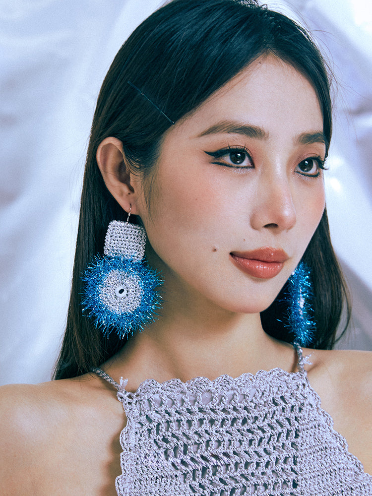 LB Hand Crochet "Square Round" Earrings LOJL106