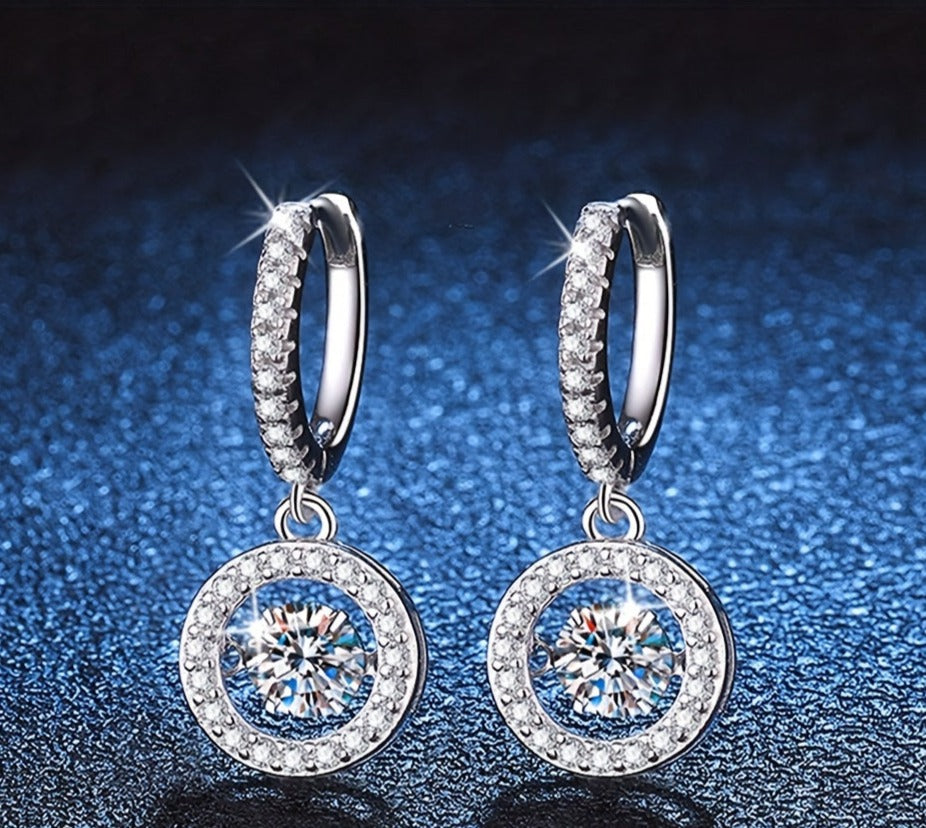 Elegant Sterling Silver Hoop Earrings with Sparkling Moissanite - Perfect for Daily Casual and Luxury Style