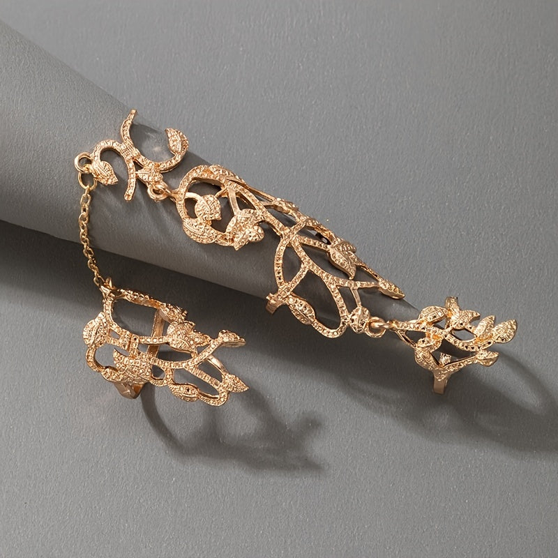 Gothic Carved Crystal Finger Ring - A Stunning Statement Piece for Women