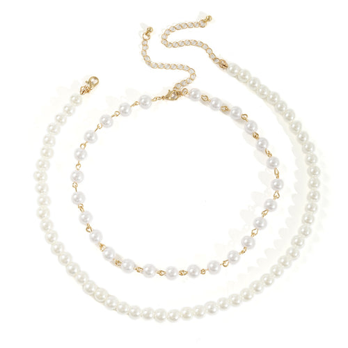 2pcs Fashion Elegant Simple Pearl Necklaces Ladies Casual Wedding Party Friendship Pearl Necklaces