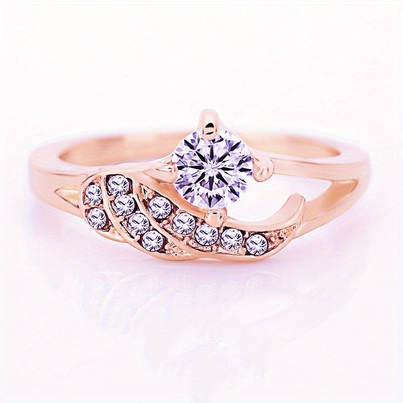 Fashion Wedding Ring Angel Wing Shape Inlaid Shining Zircons Silver Plated Engagement Wedding Ring For Female Evening Party Decor