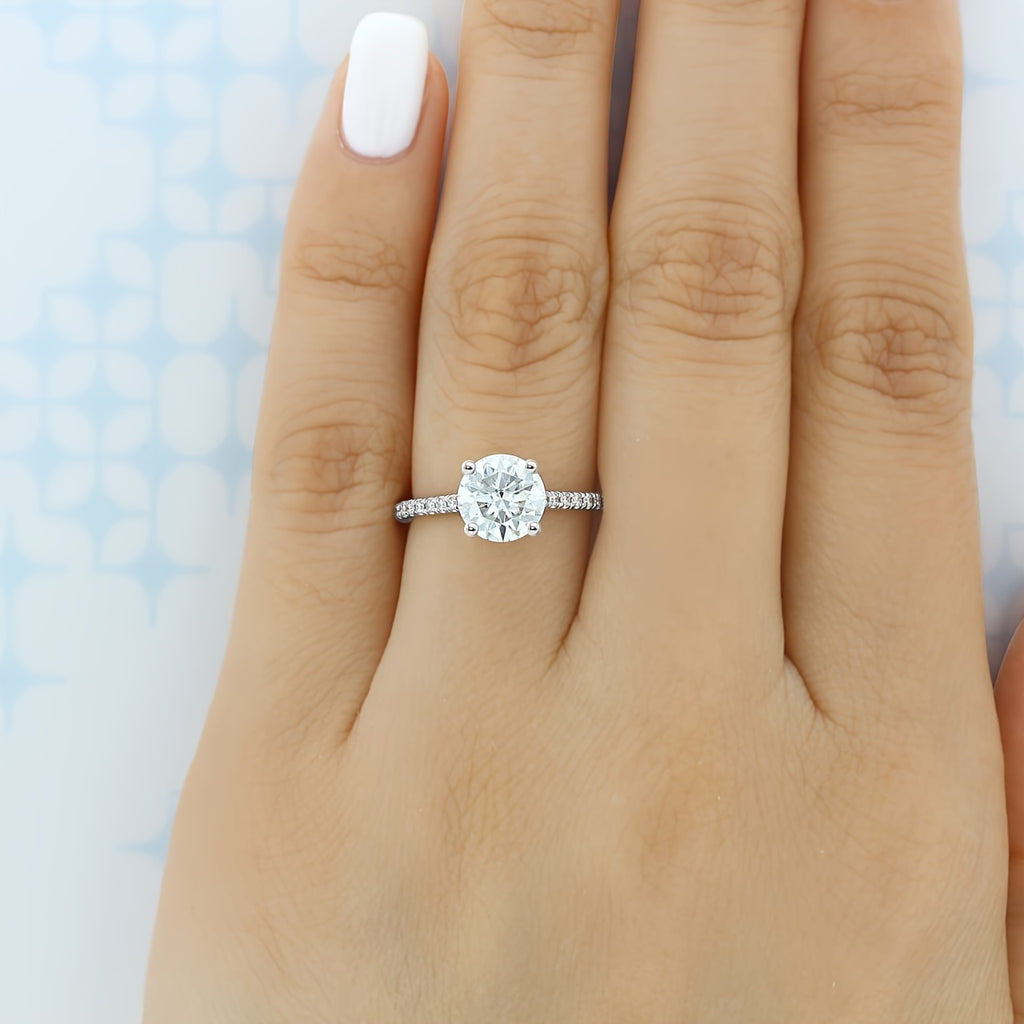 1/2/3/5/10ct Moissanite Solitaire Ring 4 Prongs 18K Gold Plated Wedding Engagement Promise Ring For Women Valentine's Day Gift