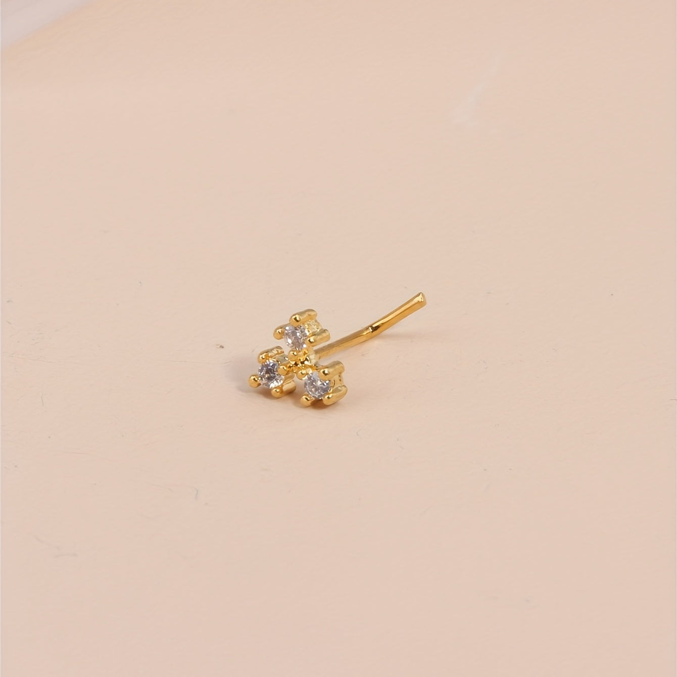 L Shape Nose Ring Stud Inlaid Shiny Zircon Simple Minimalist Body Piercing Jewelry