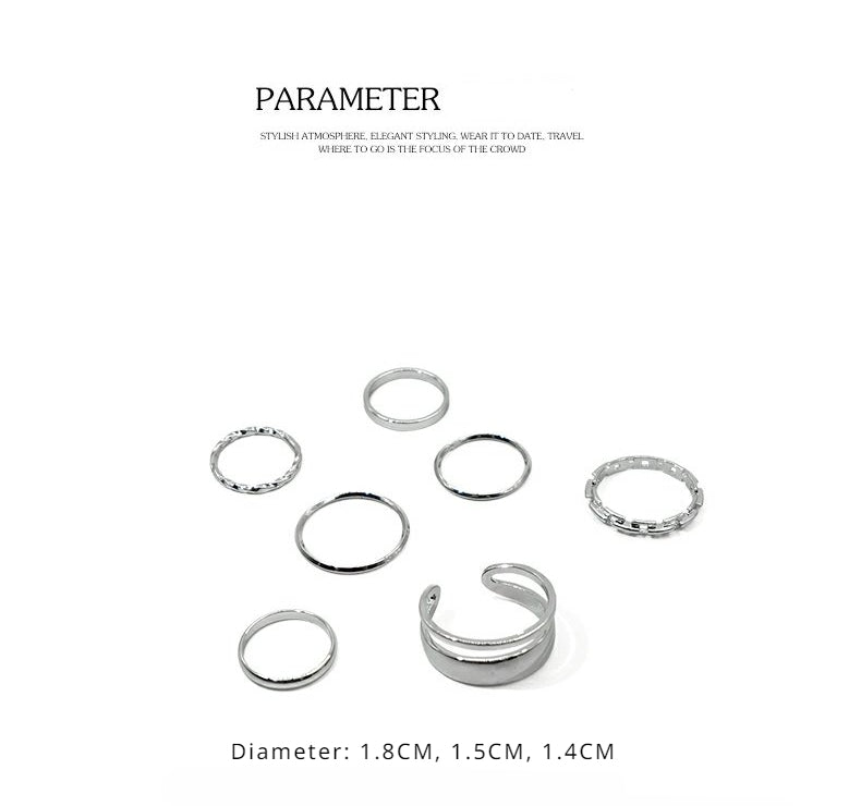 FN Simple Circle Ring 7-piece Set Tail Ring LOJS25