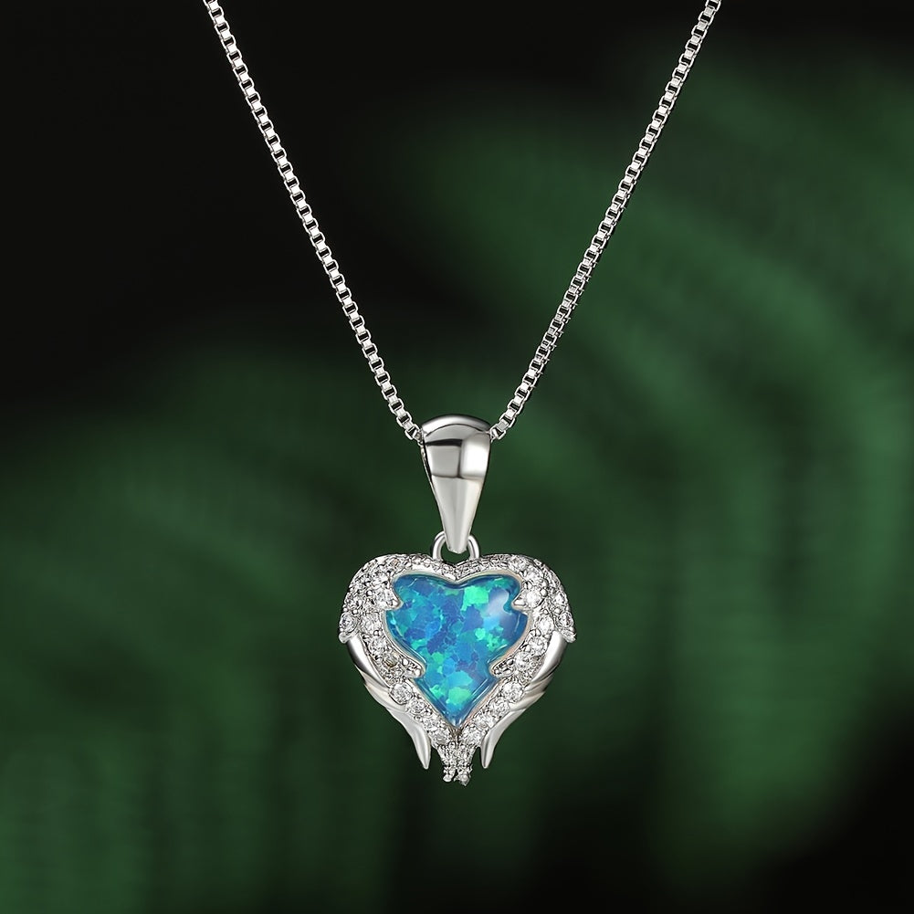 Angel Wing Love Heart Necklace Jewelry Gifts For Her On Christmas, Valentine's/Mother's Day, Anniversary, Birthday Gifts For Women Girls Wife Girlfriend