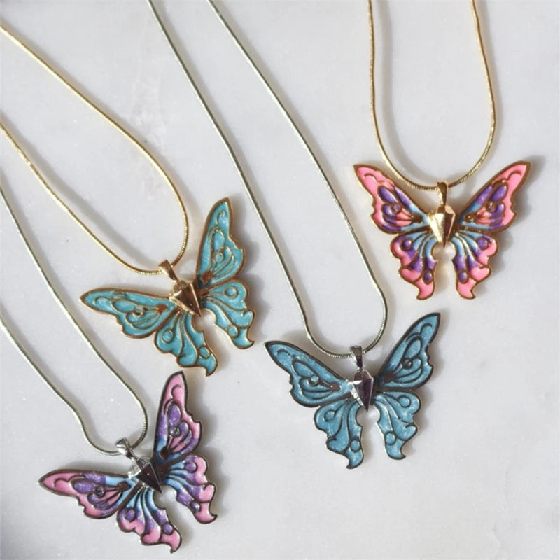 Sweetheart Romantic Cute 7 Tone Butterfly Lady Necklace 4 Tone Choice Fashion Girls Party Gift Jewelry