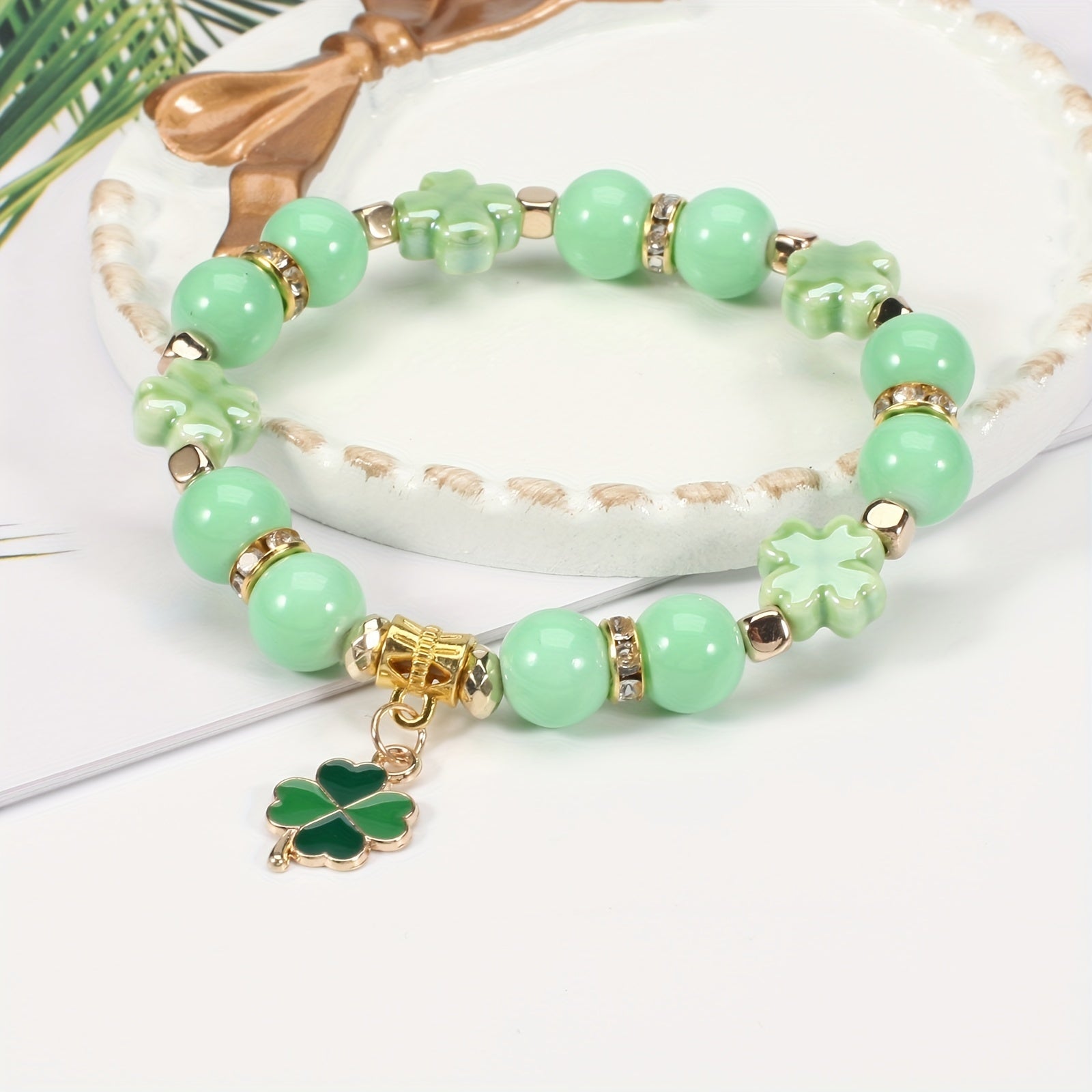 Add a Touch of Luck to Your St. Patrick's Day Look with Our Four Leaf Clover Bracelet for Women