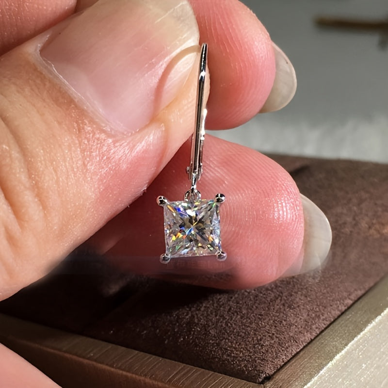 White Zircon Geometric Square Earrings Daily Wedding Party Engagement Fitting Valentine's Day Gift Proposal Gift