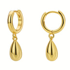 Golden / Silvery Droplet Pendant Hoop Earrings Retro Elegant Style Copper 18K Gold Plated Jewelry Daily Casual