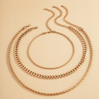 Complete Your Look with 3 Layered Silver Twist Rope Chain Necklaces with Rhinestones