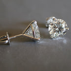 Round Sparkling Zircon Decor Stud Earrings Elegant Simple Style Copper 18K Gold Plated Jewelry Exquisite Female Gift