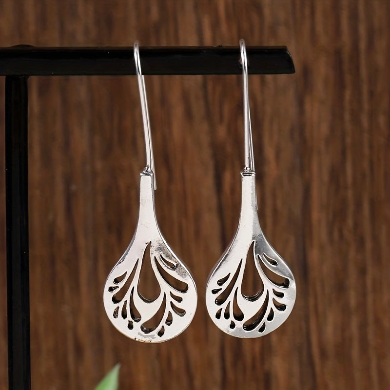 Vintage Boho Water Drop Earrings with Hollow Tree Pattern - Perfect Gift for Her