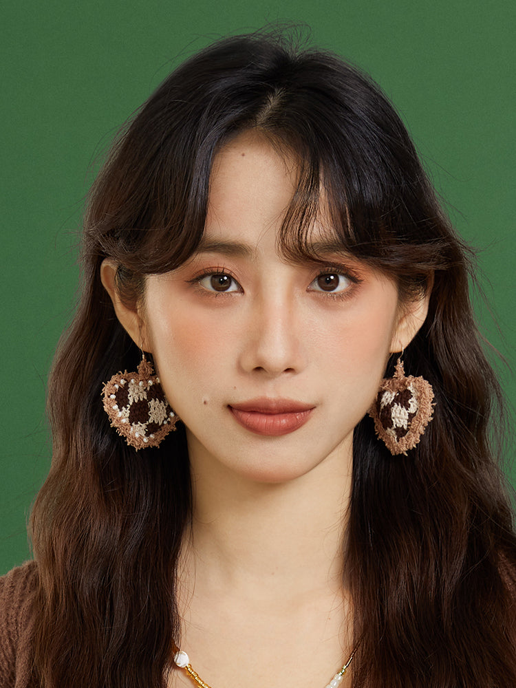 LB Hand Crochet "Heart" Earrings "Love" Ear Clip LOJL83