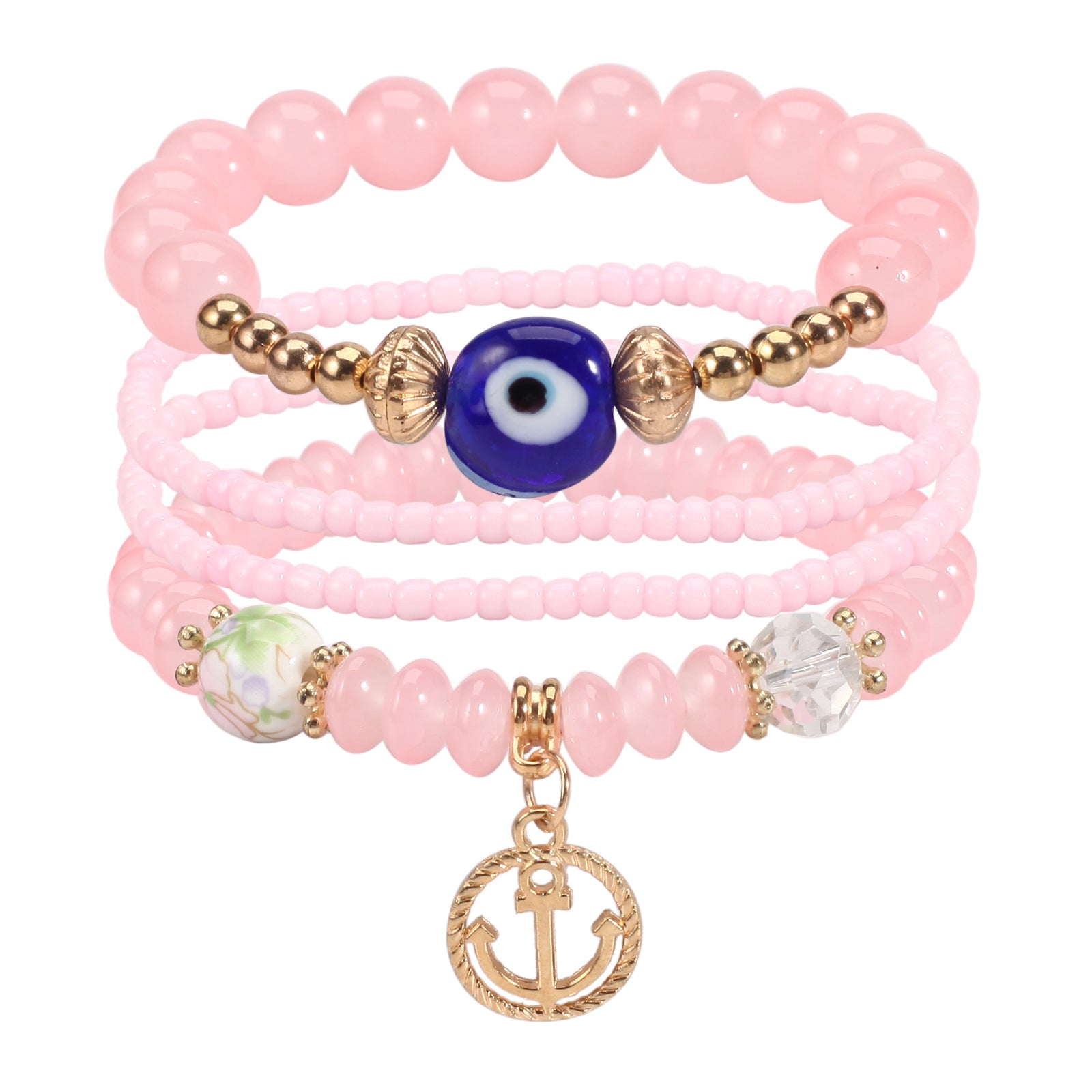 Boho Style Multilayer Beaded Bracelet with Anchor Pendant - Perfect for Summer Beach Clothing and Jewelry Decor