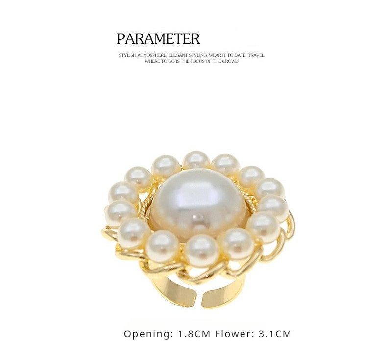 FN Simple Artificial Pearl Flower Ring LOJS26