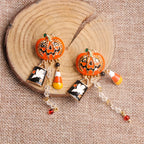 Halloween Pumpkin Head Ghost Pendant Earrings, Creative Cool Exaggerated Female Earrings