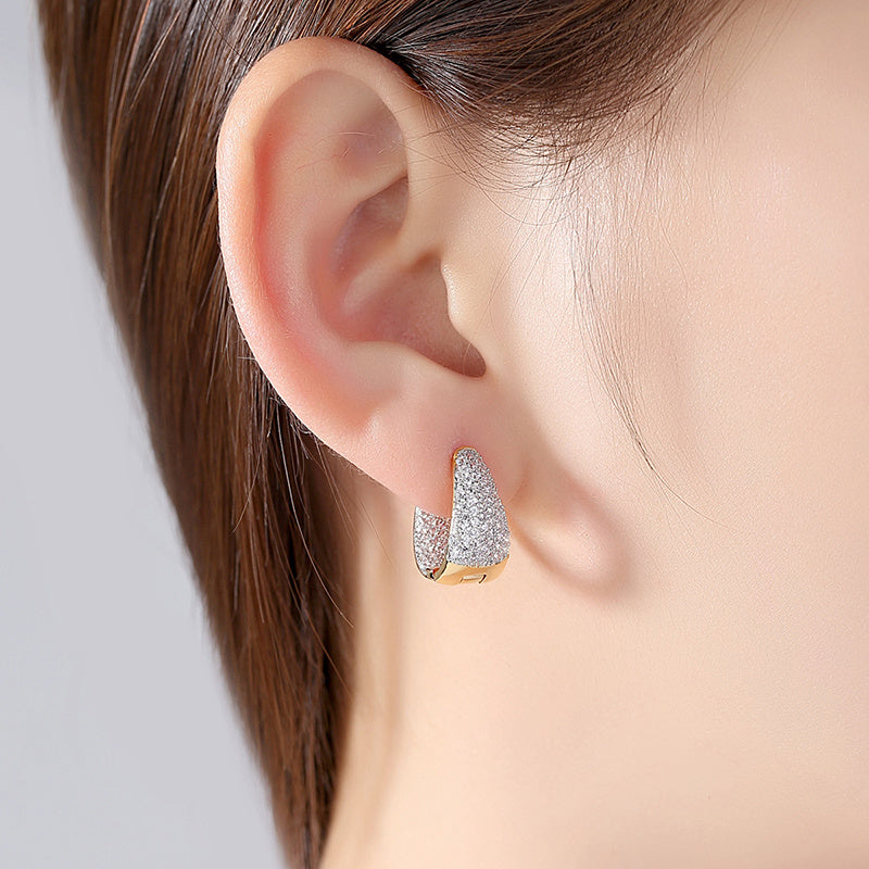 Sparkling Cubic Zirconia Huggie Earrings for Women - Elegant Fashion Jewelry for Everyday Wear