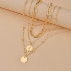 Elevate Your Style with our Vintage Coin Pendant Necklace - Three Layers of Stackable Chains for Women and Girls - Perfect for Holidays