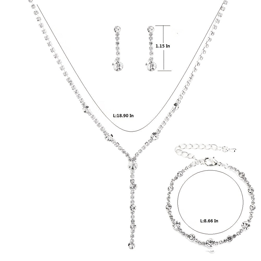 Jewelry Set Charm Necklace / Drop Earrings / Bracelet Rhinestones Pendant 2 Pcs / 3 Pcs Costume Jewelry Set Party Choker Necklace For Women And Girls