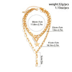 Creative Geometric Round Star Pendant Hollow Chain Multilayer Necklace For Women