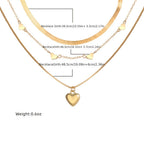 Get Ready to Fall in Love with our 3-Piece Heart Charm Stackable Necklace Set - Adjustable and Fashionable for Any Occasion