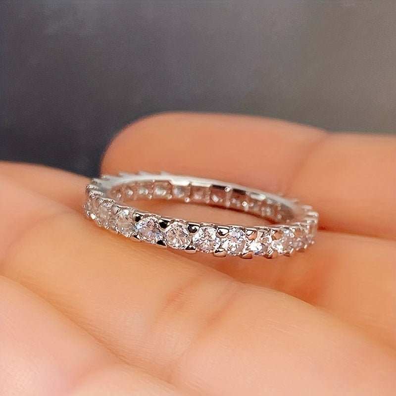 Gleaming White Zircon Ring: Perfect for Weddings & Engagements, Size 6-10