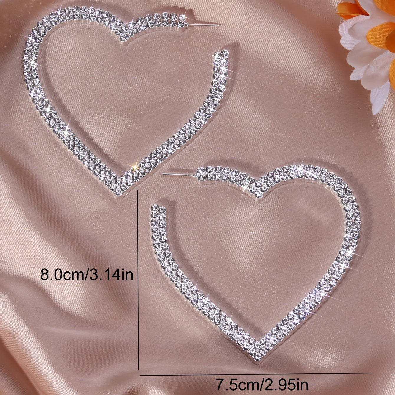 Make a Statement with Exaggerated Big Heart Rhinestone Hoop Earrings - Perfect Jewelry Gift for Women and Girls