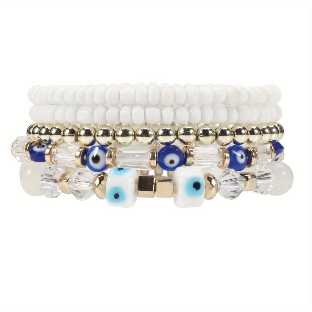 Boho Style Beaded Bracelet Set Stackable Hand Jewelry Accessories For Women