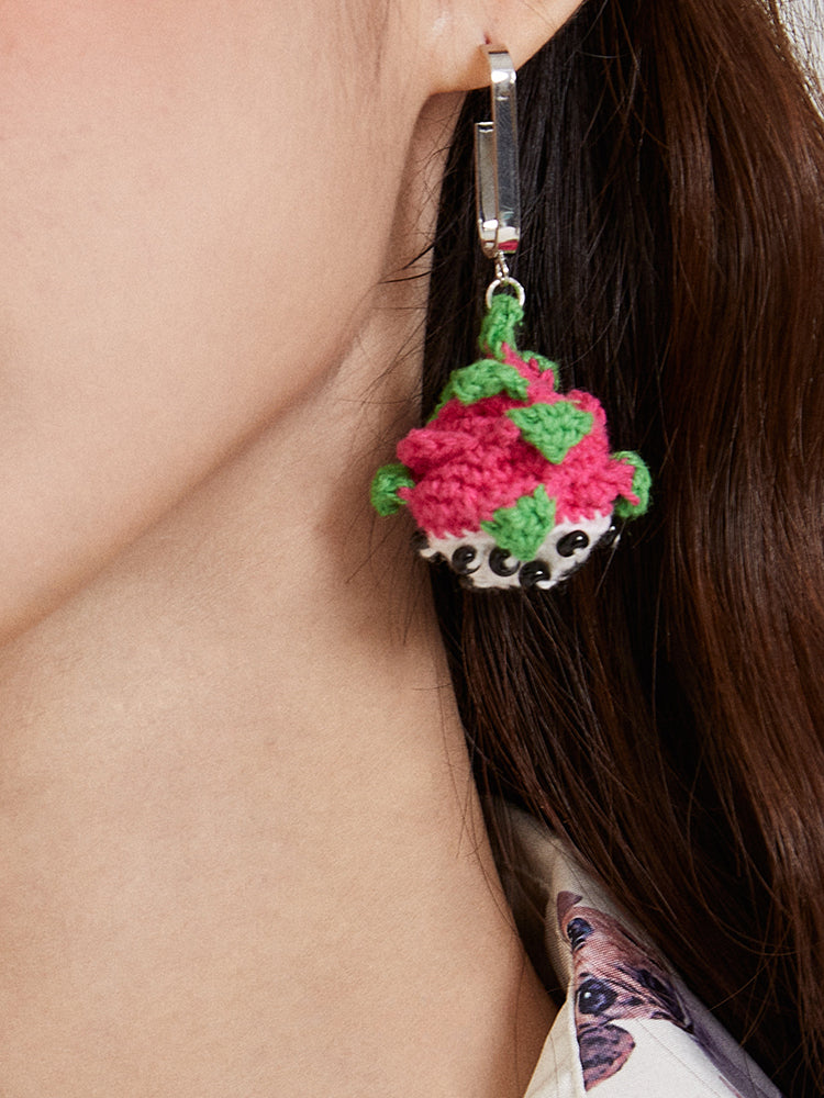 LB Hand Crochet Cute "Dragon Fruit" Earrings LOJL107
