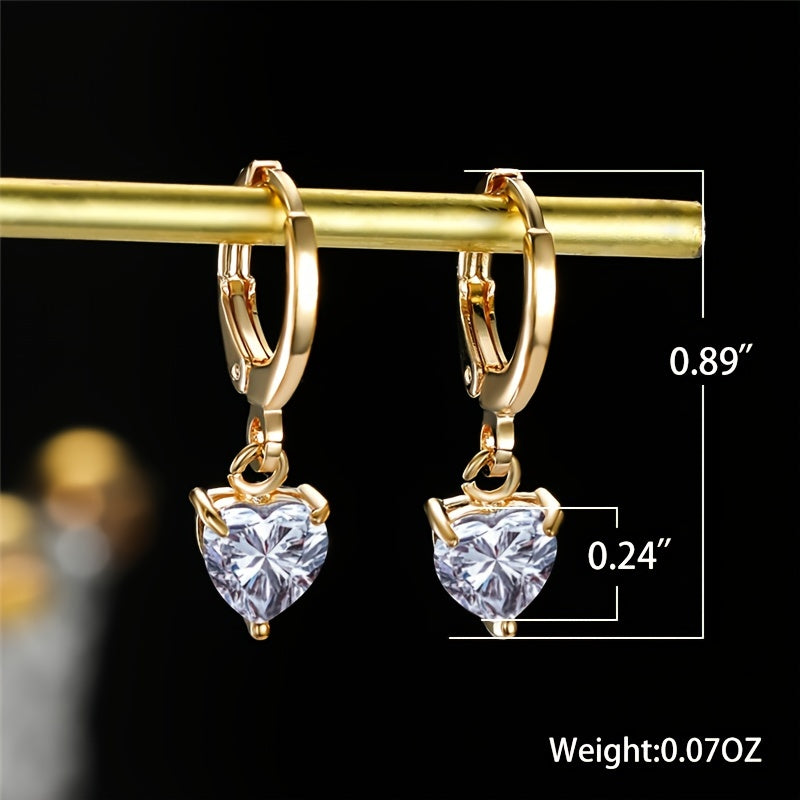 Heart Shape Shiny Zircon Drop Earrings Tiny Cartilage Earrings Ear Piercing Jewelry Gift Hoop Earrings