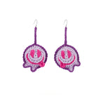 LB Hand Crochet "Funny Smiling Face" Earrings Long Ear Clip LOJL100