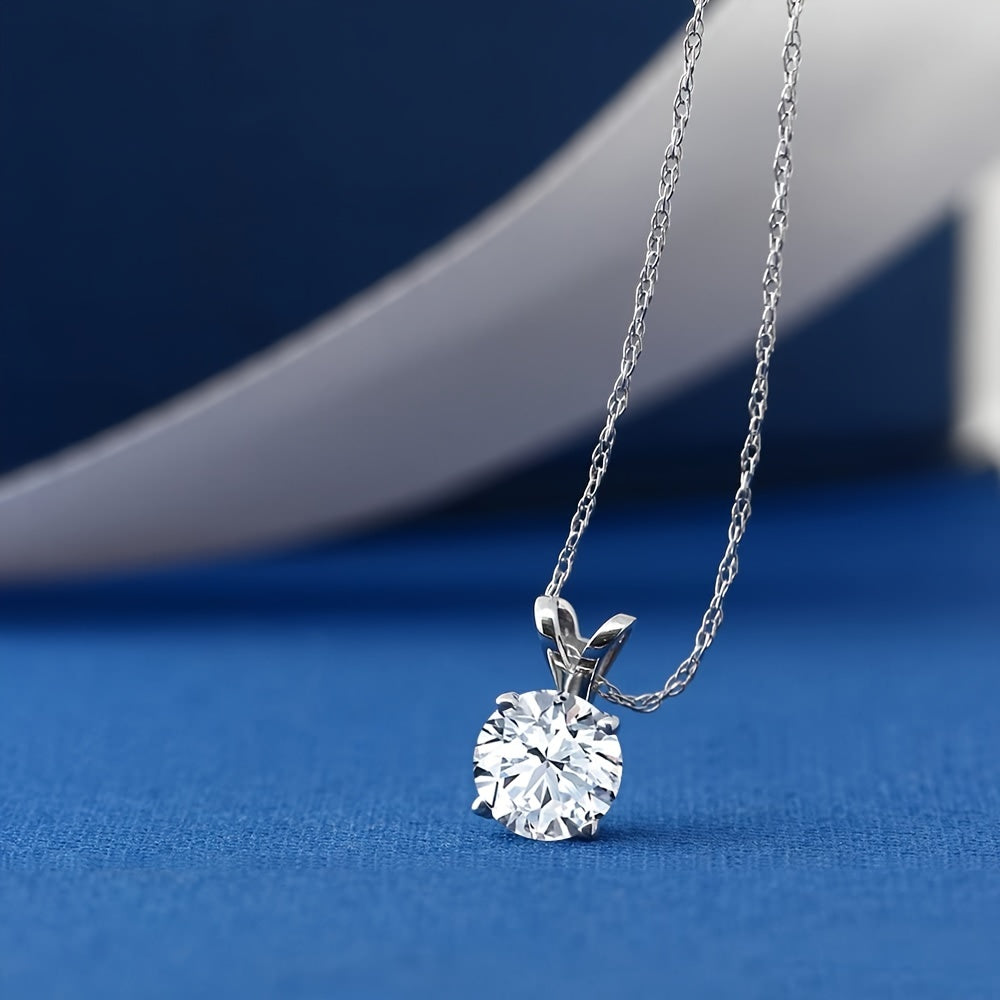 1 pc Stunning Moissanite Pendant Necklace - Adjustable 925 Silver Chain for Women & Girls