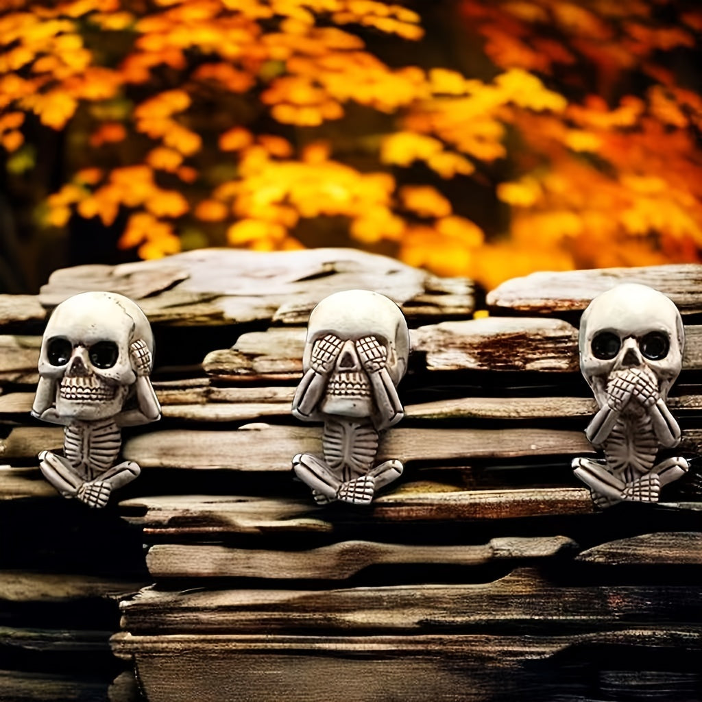 3pcs Ghost Head Aromatherapy Pendant Set - Creative Resin Car Air Outlet Aromatherapy Ornament - Gothic Decoration for Halloween Home Decor