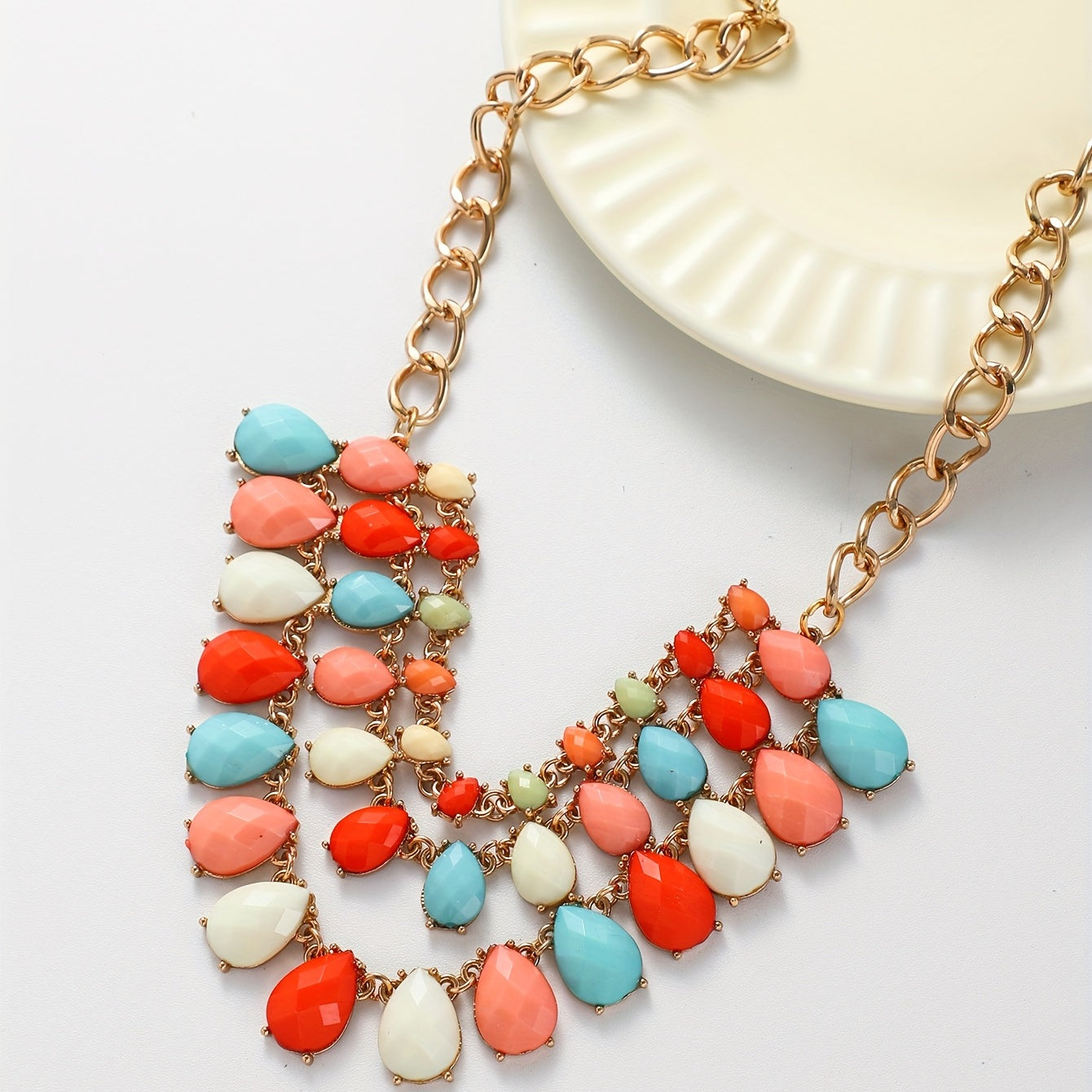 Candy Color Tassel Gemstone Colorful Statement Necklace Bib Necklace Vacation Holiday Decoration Jewelry