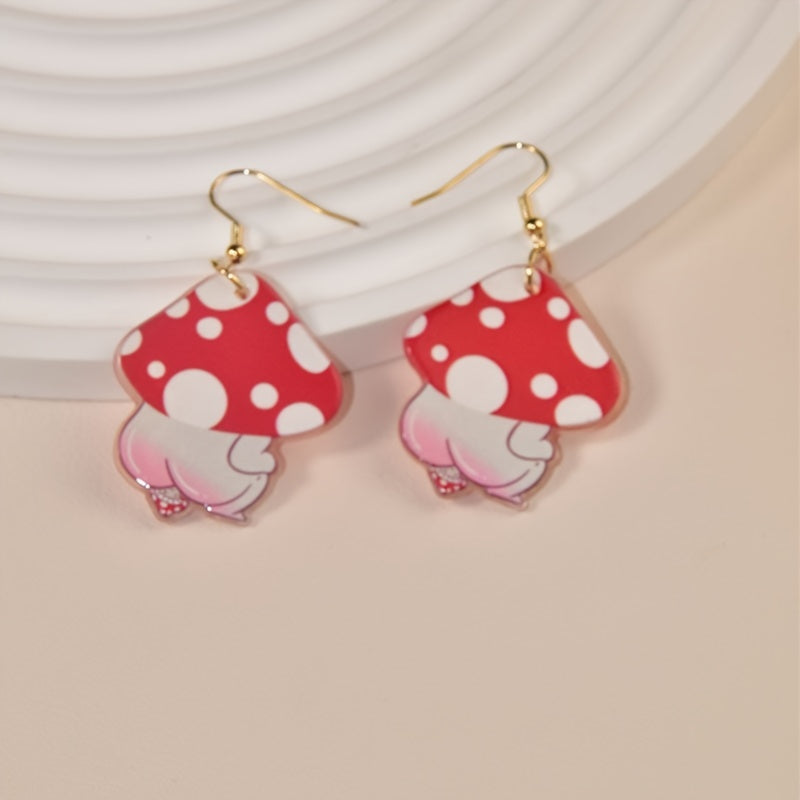 1 Pair Western Cowboy Style Acrylic Earrings Pink Hat Boots Balloon Mushroom Butt Hook Earrings For Barbie Pink Y2K Jewelry Accessories