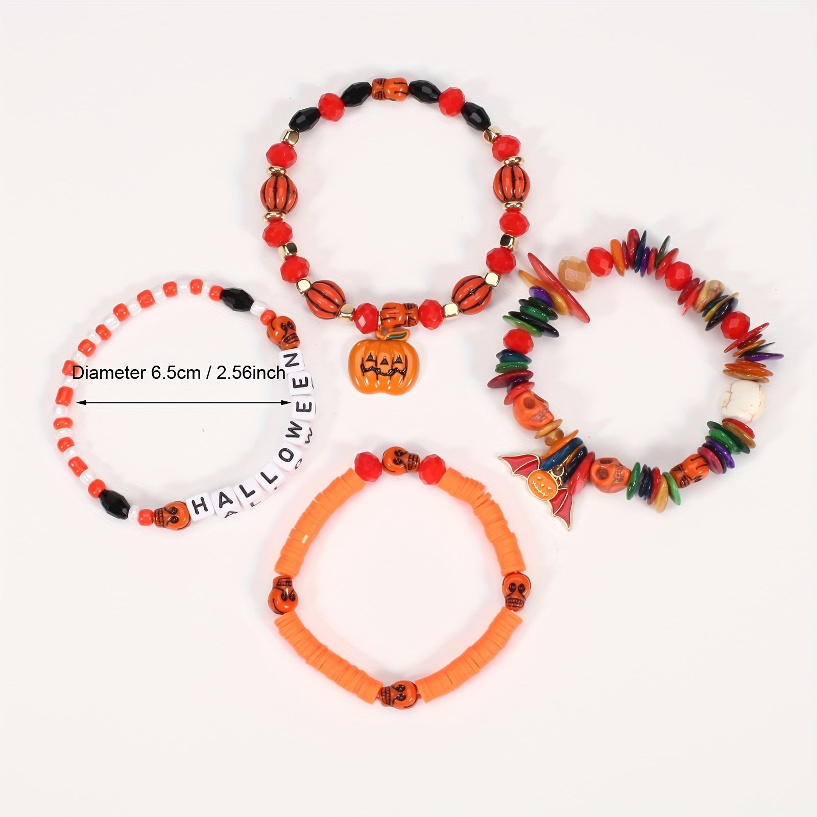 Halloween Bracelet Pumpkin Bat Ghost Skull Pendant Multilayer Beads Bracelet Party Favors