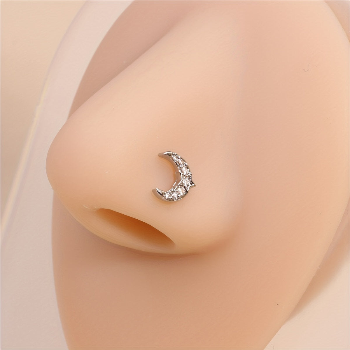 CZ Star Moon L Shape Nose Rings Stud Body Piercing Jewelry