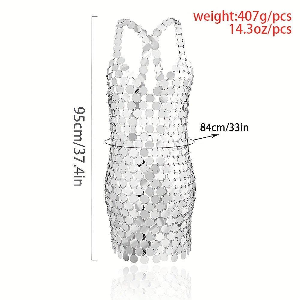 Sparkle in Style: Sexy Sequined Vintage Beach Dress Body Chain Accessories