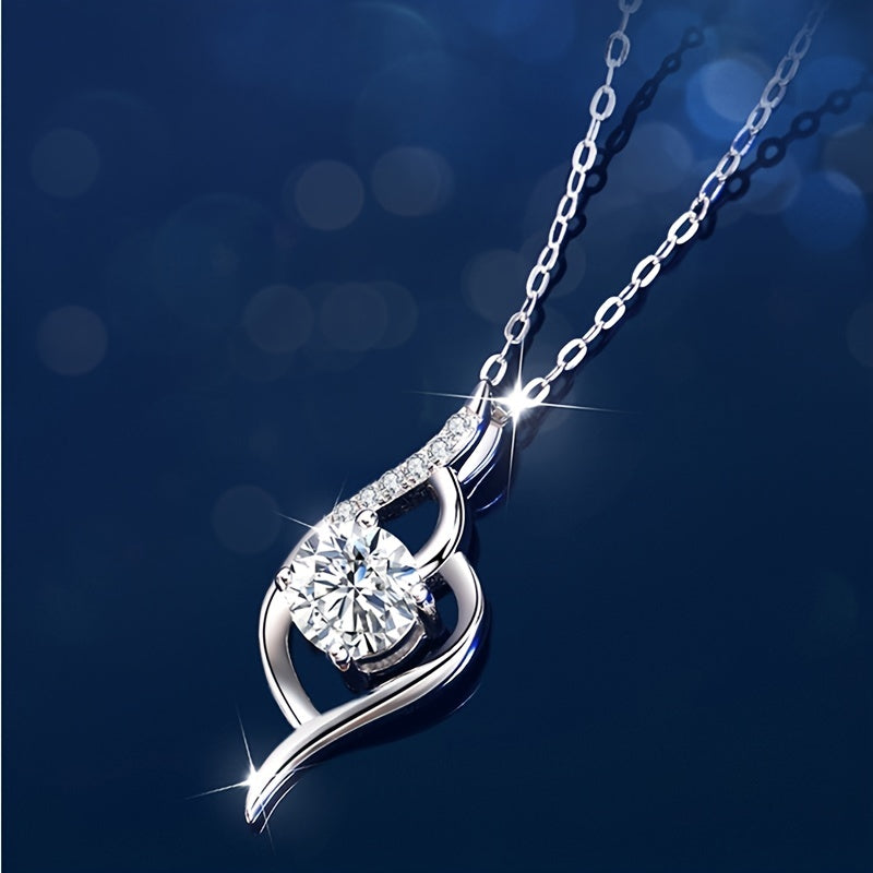 Sparkling Moissanite Pendant Necklace - 925 Silver Chain Jewelry for Women - Perfect Valentine's Day or Mother's Day Gift