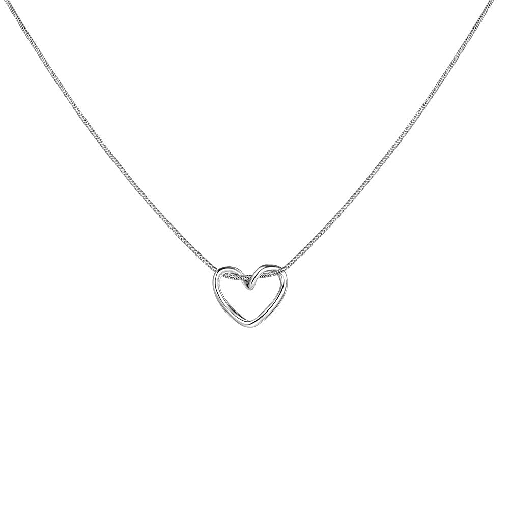 Surprise Your Loved One with a Sweet Hollow Love Heart Pendant Necklace - Perfect Valentine's Day Gift!