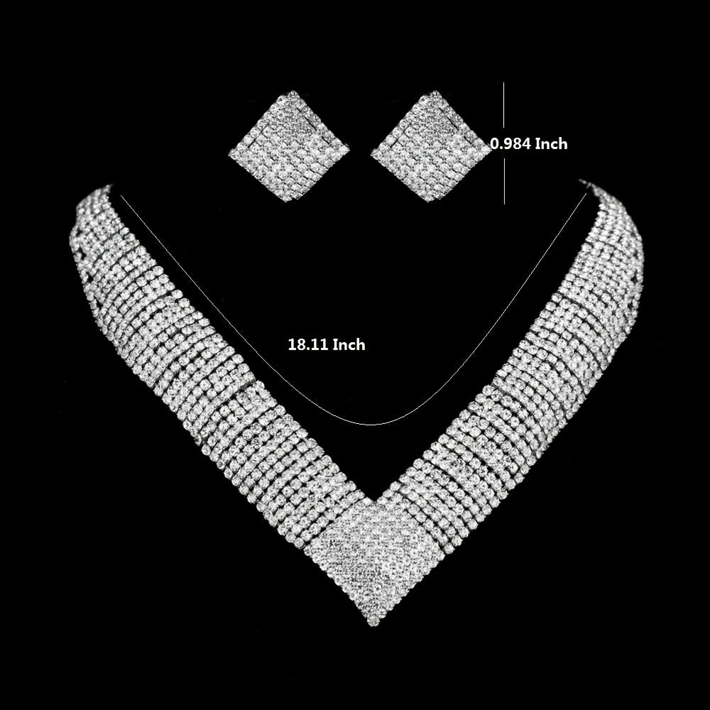 Elegant Glow in the Dark Zircon Necklace and Earrings Set for Weddings and Celebrations