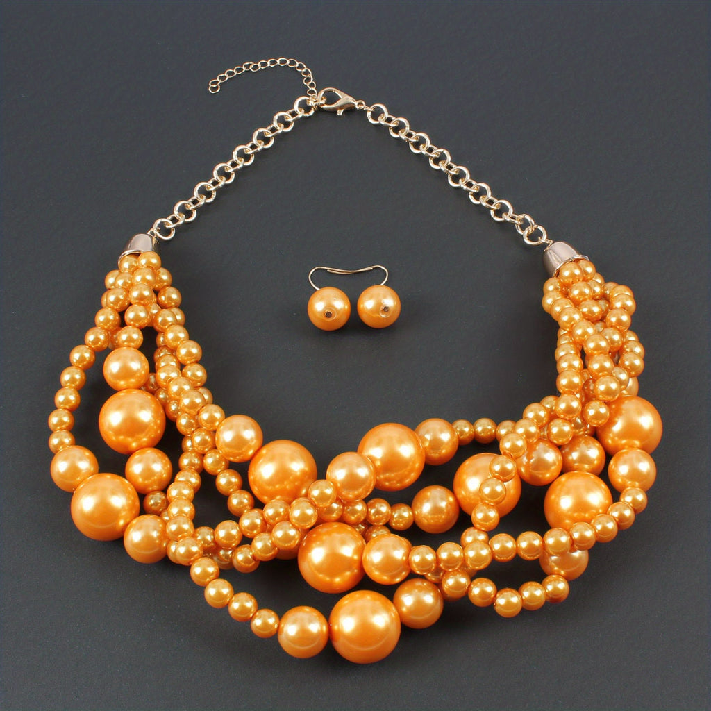 3pcs Earrings Plus Necklace Exaggerated Jewelry Set Made Of Scarlet Stones Stunning Party Accessories Multi Colors To Choose