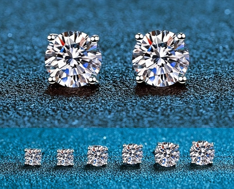 Elegant Sterling Silver Stud Earrings with Sparkling Moissanite - Delicate Luxury Gift