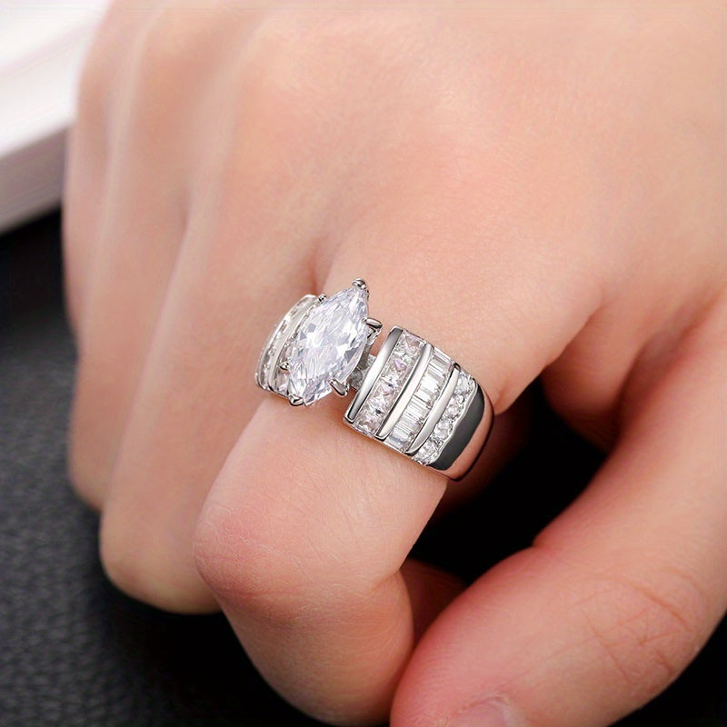Sparkle on Your Special Day with Our Inlaid Shiny Zircon Band Ring - Perfect for Engagements, Weddings, and Anniversaries!