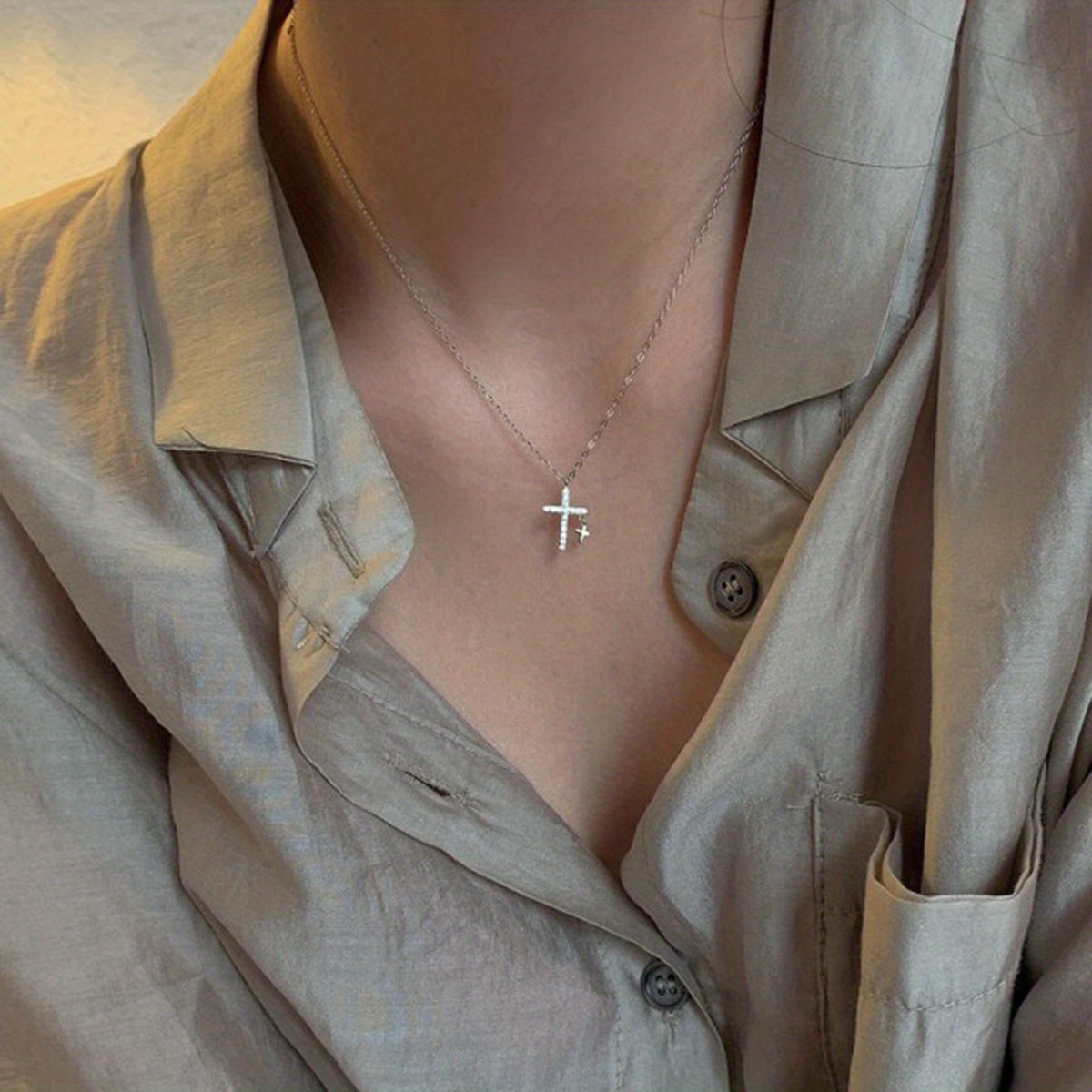 Delicate Faux Pearl Chain Cross Pendant Necklace Multi-style Neck Jewelry Accessories Gift