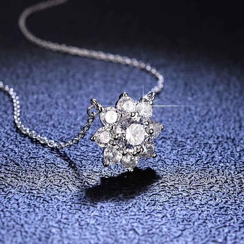 Shiny Flower Moissanite Necklace for Women & Girls - Perfect Wedding & Bridal Jewelry (1.0 Carat)