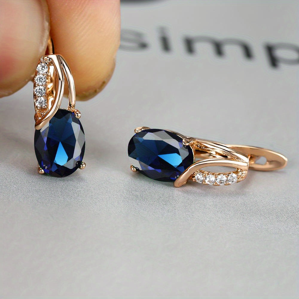 Vintage Oval Cut Marble Zircon Earrings - Perfect for Bridesmaids and Weddings